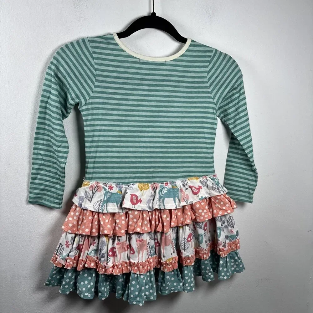 Jelly The Pug Size 6 Woodland Squirrel Knit Dress Ruffle Cottagecore 100% cotton